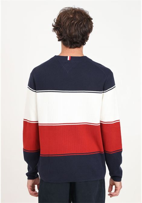 Men's blue, white and red color block crew neck sweater TOMMY HILFIGER | MW0MW356510GY0GY